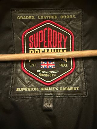 Chaqueta de Piel Superdry Negra modelo Real Hero