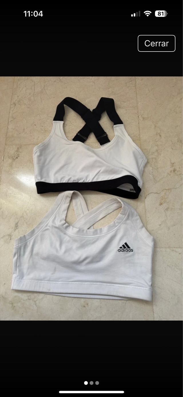 2 Sujetadores Deportivos Adidas y Zara Blancos