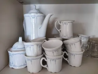 Juego de café alemán de porcelana azul