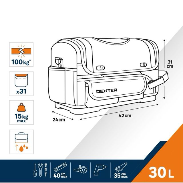 Mochila de herramientas de 30 litros 31 Bolsillos