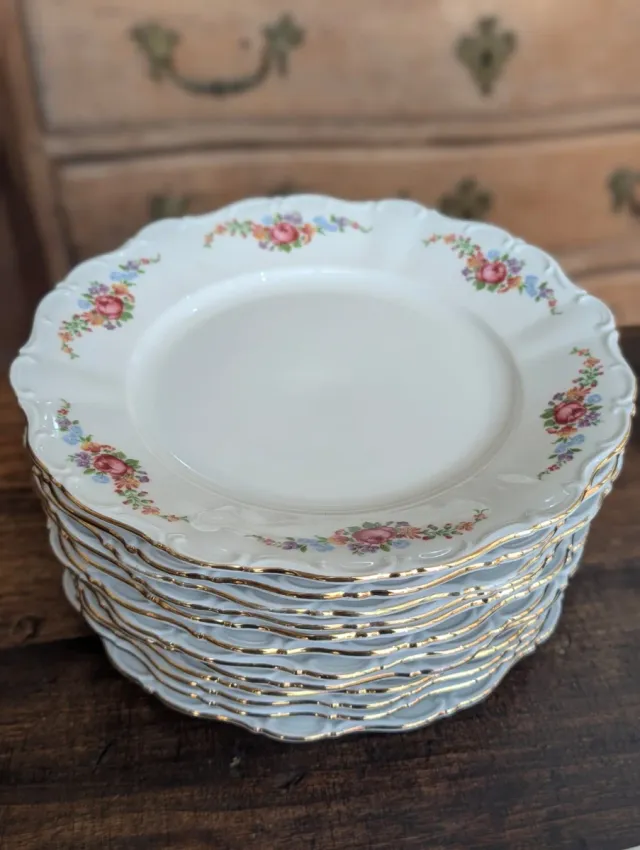 Antigua vajilla alemana floral