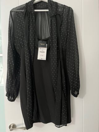 Vestido fiesta negro con lunares