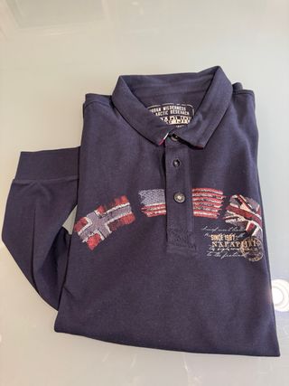 Polo Napapijri manga larga azul marino