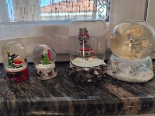 Set 4 Sfere Neve Glitter Natale