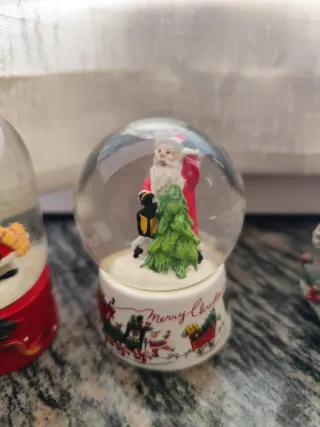 Set 4 Sfere Neve Glitter Natale