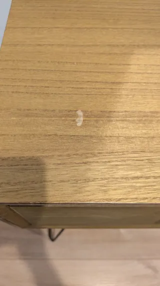 Consola 2 cajones madera y metal negro.