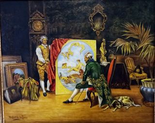 Cuadro antiguo de Rafael de la Torre óleo miniatur