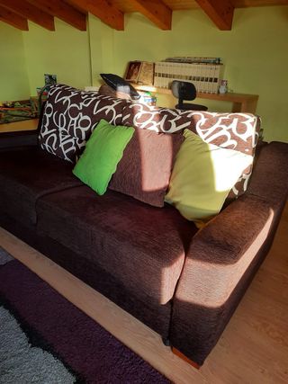 Sofá Cama Tela Marrón