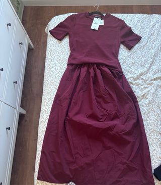 Vestido Zara Burdeos Talla S Nuevo con Etiqueta