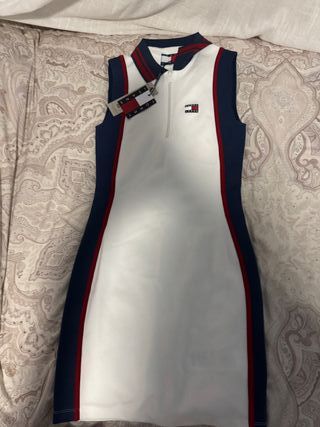 Vestido Tommy Jeans Mujer Blanco y Azul