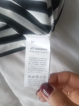 Camiseta de rayas con bolsillo rosa Talla M