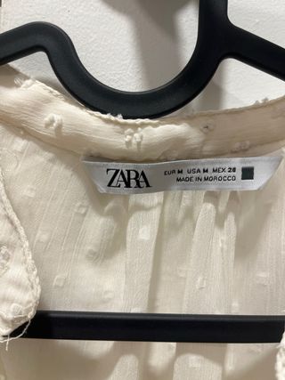 Blusa Zara Plumeti Volantes Blanca Talla M