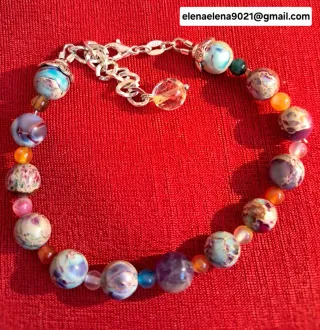 Pulsera multicolor con cuentas de piedra natural