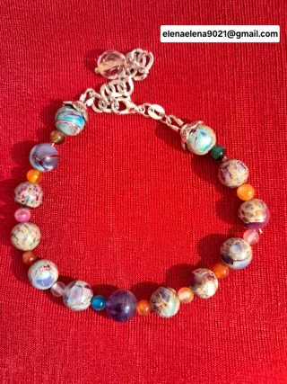 Pulsera multicolor con cuentas de piedra natural