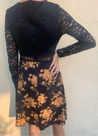 Vestito pizzo nero e oro