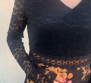 Vestito pizzo nero e oro