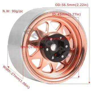 Llanta RC 1.9 Beadlock Offset Negativo 8.9mm