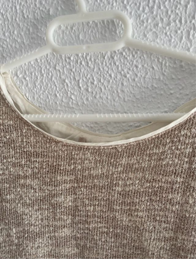 Camiseta beige mujer manga larga