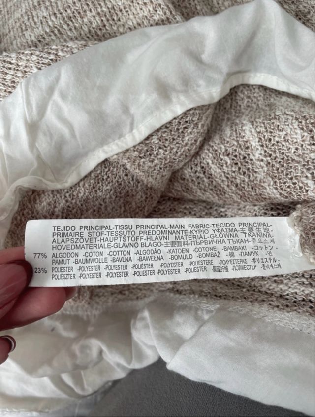 Camiseta beige mujer manga larga