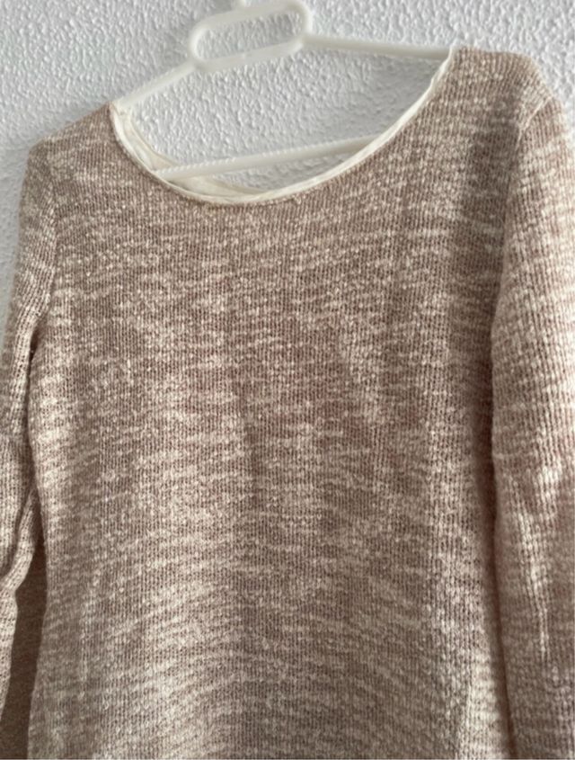 Camiseta beige mujer manga larga