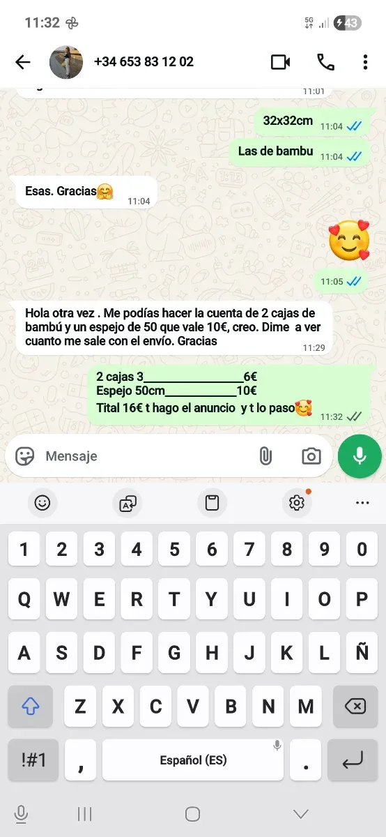 Conjunto de 2 caixas de bambu e espelho