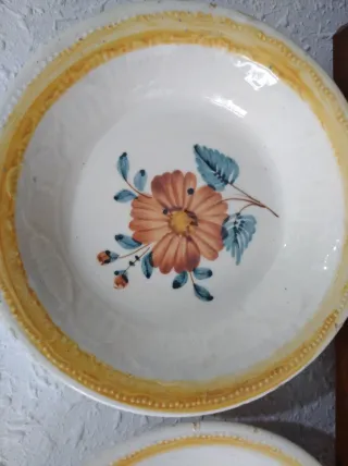 Coppia di antichi piatti floreali