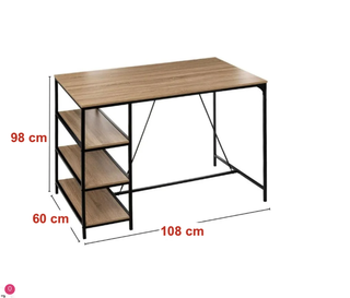 Tavolo alto da bar con 3 ripiani in legno e metallo