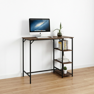 Tavolo alto da bar con 3 ripiani in legno e metallo