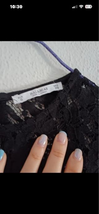 Vestido negro encaje manga larga talla S