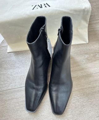 Botín Zara Negro Piel Talla 38