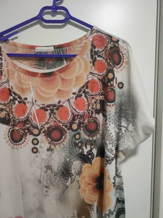 Blusa blanca volantes talla XXXL