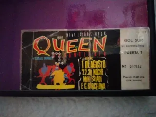 Entrada Queen Mini Estadi 1 Agosto 1986 .