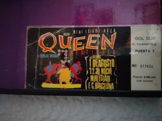 Entrada Queen Mini Estadi 1 Agosto 1986 .