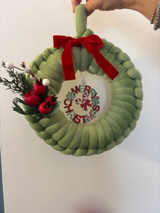 Ghirlanda Natalizia Tessuto Verde e Rosso