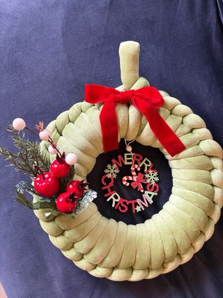 Ghirlanda Natalizia Tessuto Verde e Rosso