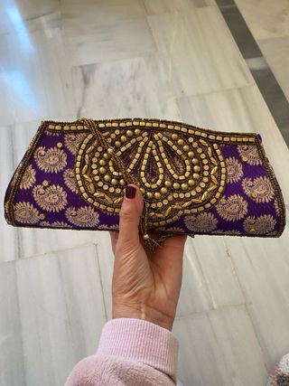 Bolso Joya Fiesta Morado y Dorado