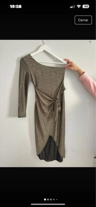 Vestido de fiesta dorado y verde