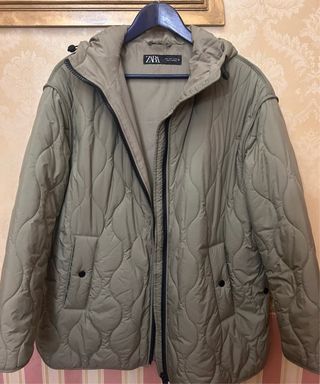 Parka acolchada Zara verde oliva