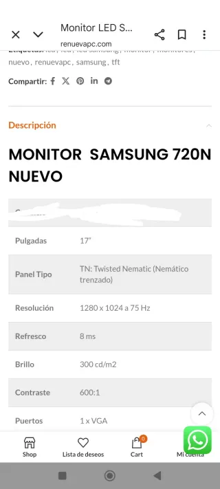 Monitor Samsung SyncMaster 720n