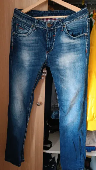 Pantalón de cuadros gris slim fit y vaquero