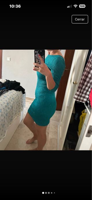 Vestido elegante verde azulado talla S