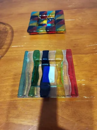 Juego de 3 Platos Decorativos de Cristal, y cenice