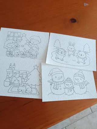 Lote 4 Postales para Pintar Acuarela