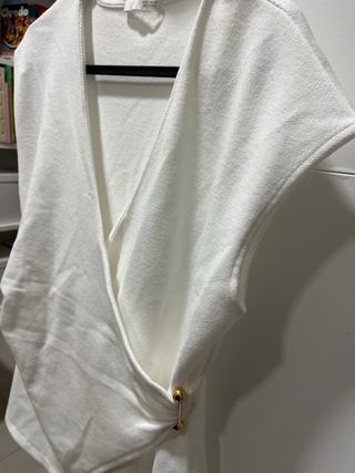 Blusa Zara cruzada blanca Talla M