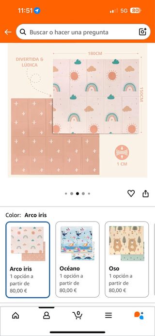 Alfombra bebe acolchada plegable