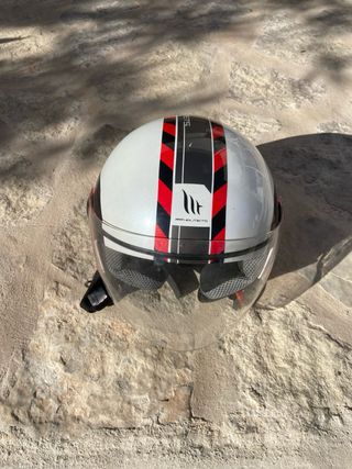 Casco Moto Blanco y Rojo