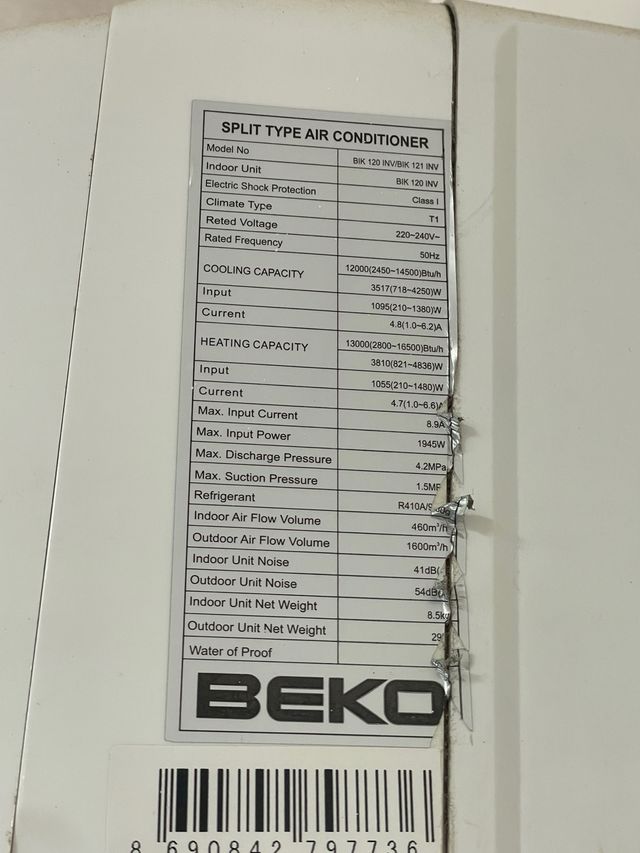 Aire Acondicionado Beko Blanco
