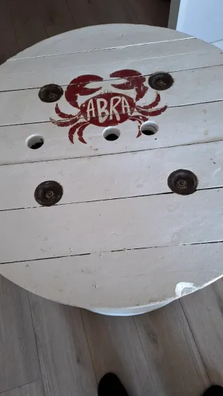 Mesa Bobina Madera Blanca