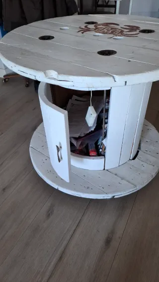 Mesa Bobina Madera Blanca