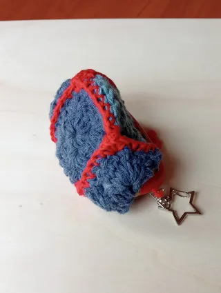 Monedero Crochet denim y rojo
